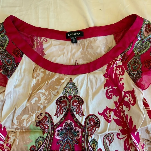 BEBE Red Y2K Multicolored Ethnic Patterned Women’s Top - Picture 5 of 5